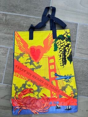 Trader Joe's Blue Reusable Tote Bag - Illustrated Market Shopper